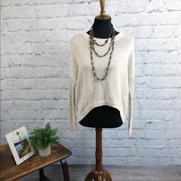 RD Style tan/cream hi lo crop style sweater - Picture 1 of 7